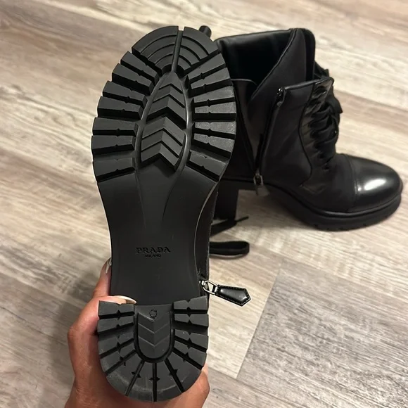 Prada with box nylon new booties, black size 36.